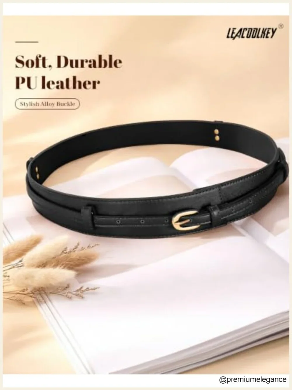 Wide Faux Leather Belt for Women 2-in-1 Detachable Waist Belt